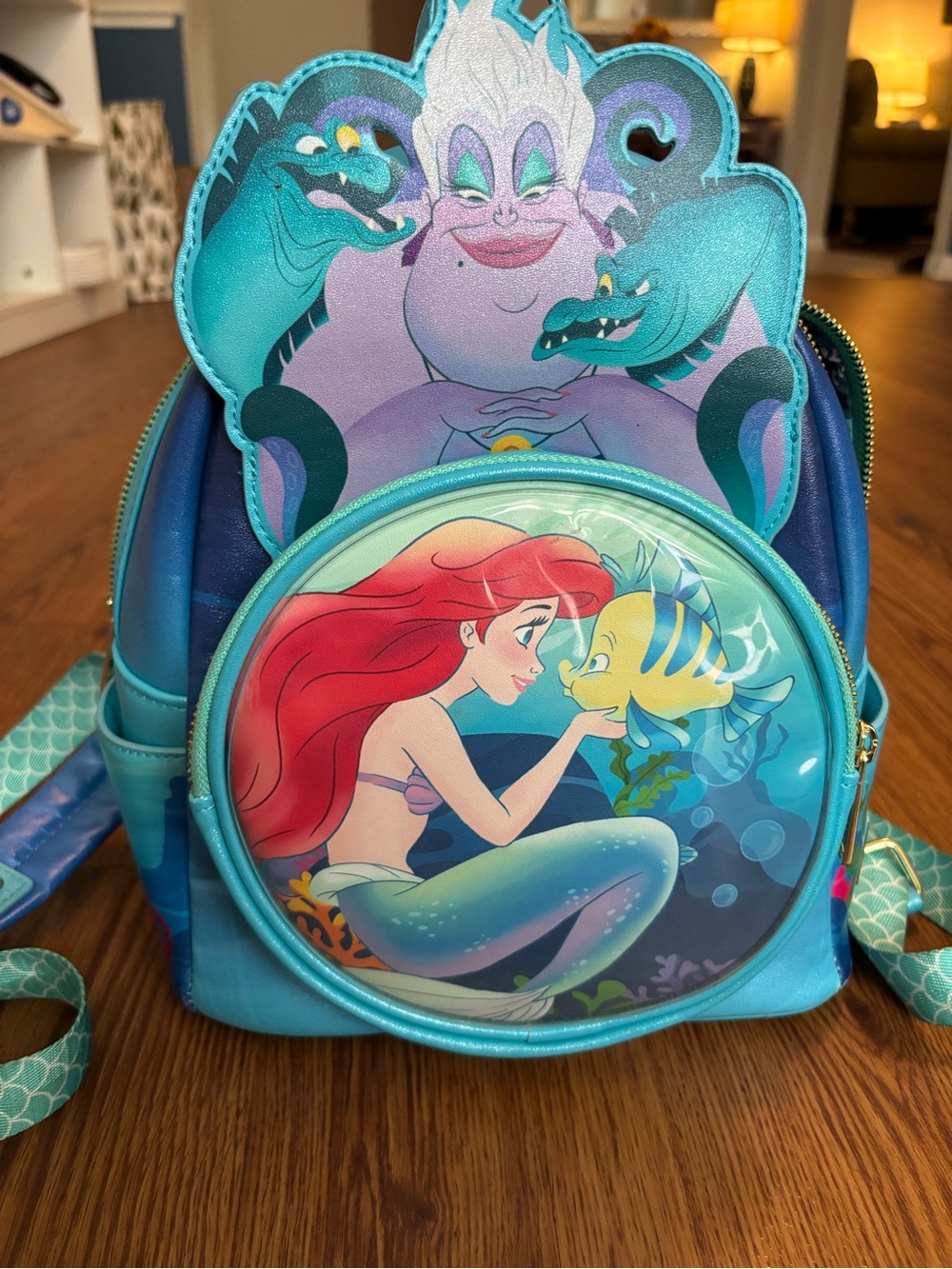 Loungefly Disney The Little Mermaid Kids Blue Backpack with Ariel & Flounder